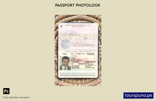 listo para imprimir plantilla de aspecto fotográfico del pasaporte de Bielorrusi